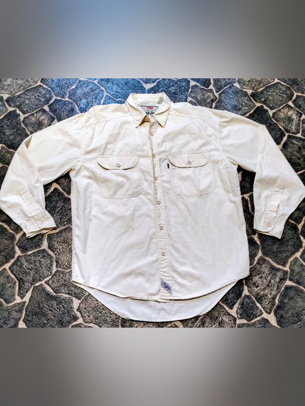 LEVIS Mens Silvertab white button up shirt size M RARE VINTAGE 90s